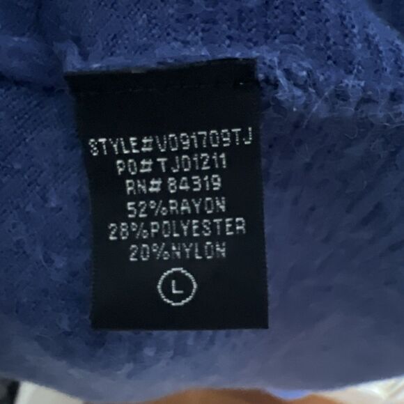 Cyrus Blue Women’s L V-Neck Sweater Soft High Low Wide Ribbed Hem & Cuffs - Picture 10 of 11